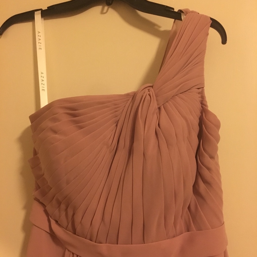 Azazie rose gold bridesmaid dress